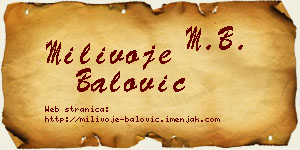 Milivoje Balović vizit kartica